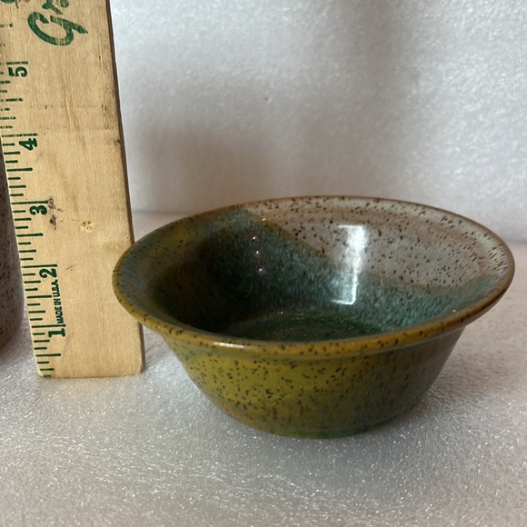 Carmen’s Pottery Maple Leaf Imprint Green Aqua Planter Vase & bowl - Picture 10 of 11